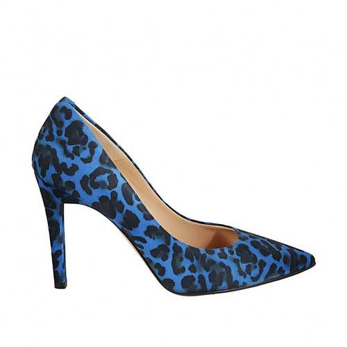 spotted cornflower blue suede heel 9