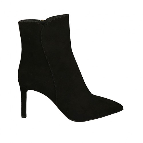 black suede pointed ankle boots