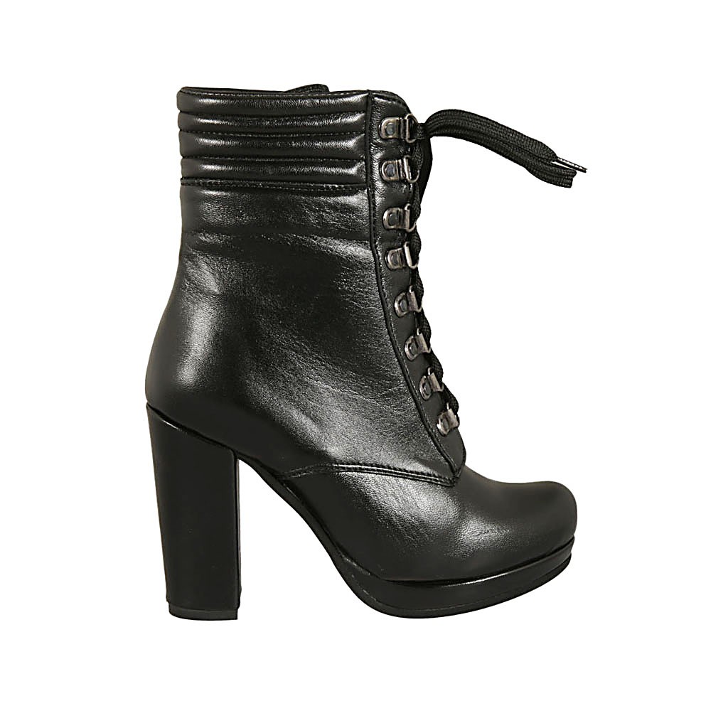 platform in black leather heel 10