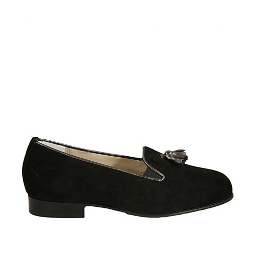 mocassin daim noir femme