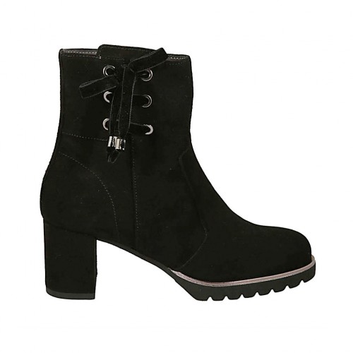 black suede heeled ankle boots