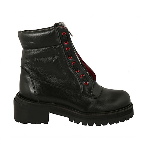 frontal zipper in black leather heel 5