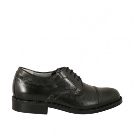 Chaussure derby avec lacets et bout droit pour hommes en cuir noir - Pointures disponibles:  36, 38, 50