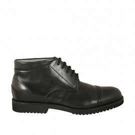 Chaussure sportif pour hommes avec lacets et bout droit en cuir noir - Pointures disponibles:  46