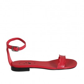 Zapato abierto con cinturon para mujer en piel roja tacon 1 - Tallas disponibles:  45