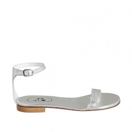 Chaussure ouverte pour femmes avec courroie en cuir lamé argent talon 1 - Pointures disponibles:  33