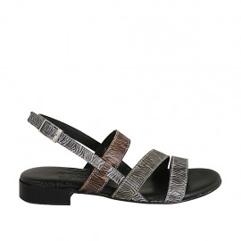 Woman's sandal in printed striped multicolored suede heel 2 - Available sizes:  33