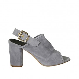 Sandale pour femmes avec boucle en daim bleu gris talon 8 - Pointures disponibles:  42