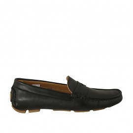 Men's car shoe in black leather - Available sizes:  37, 47