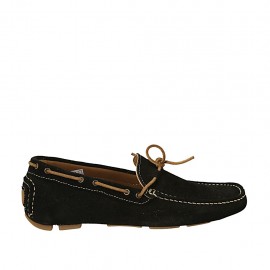 Mocassino con lacci da uomo in camoscio nero - Misure disponibili: 38, 46, 47, 48, 49, 50, 51, 52