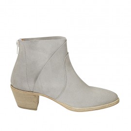 Stivaletto da donna con cerniera in camoscio grigio tacco 5 - Misure disponibili: 33, 34, 42, 43, 44, 45, 46