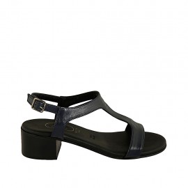 Sandalia para mujer en piel azul tacon 4 - Tallas disponibles:  42