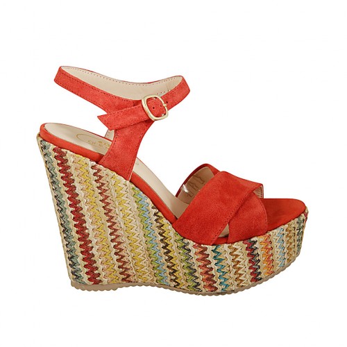 sandalias rojas cuña