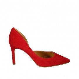 Woman's open shoe in red suede heel 8 - Available sizes:  31