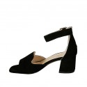 Escarpin ouvert pour femmes avec courroie en daim noir talon 6 - Pointures disponibles:  45