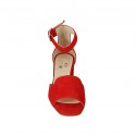 Escarpin ouvert pour femmes avec courroie en daim rouge talon 6 - Pointures disponibles:  42