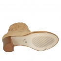 Stivaletto da donna con cerniera in pelle e pelle forata beige tacco 6 - Misure disponibili: 43