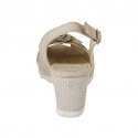 Sandalo da donna con fiocco in camoscio beige e stampato bianco zeppa 6 - Misure disponibili: 42