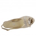 Sandalo da donna con fiocco in camoscio beige e stampato bianco zeppa 6 - Misure disponibili: 42