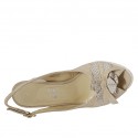 Woman's sandal with bow in beige and white printed suede wedge heel 6 - Available sizes:  42