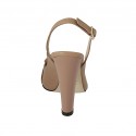 Sandalo da donna con plateau, catena e frange in pelle rosa beige tacco 11 - Misure disponibili: 42