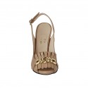 Sandalo da donna con plateau, catena e frange in pelle rosa beige tacco 11 - Misure disponibili: 42