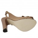 Sandale pour femmes avec plateforme, chaîne et franges en cuir rose beige talon 11 - Pointures disponibles:  42