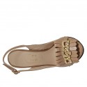 Woman's sandal with platform, chain and fringes in beige rose leather heel 11 - Available sizes:  42