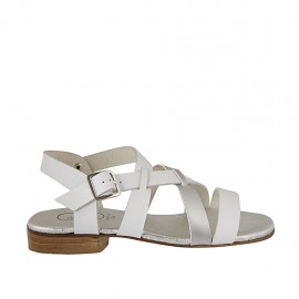 Woman's sandal in white and metallic silver leather heel 2 - Available sizes:  32