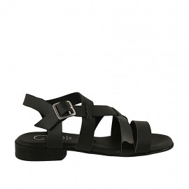 Sandalo da donna in pelle e vernice nera tacco 2 - Misure disponibili: 32, 33, 34, 42, 43, 44, 45, 46