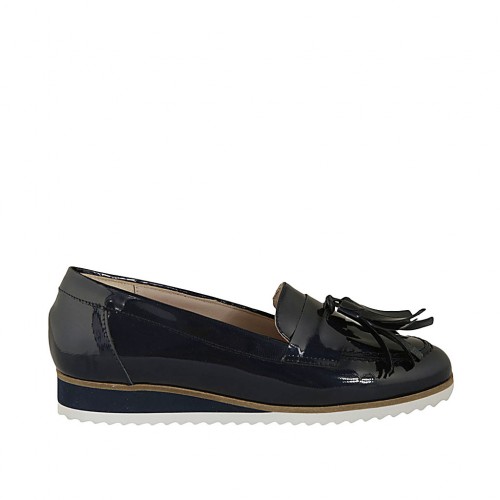 patent wedge loafers