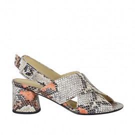 Woman's sandal in multicolored printed leather with heel 5 - Available sizes:  33