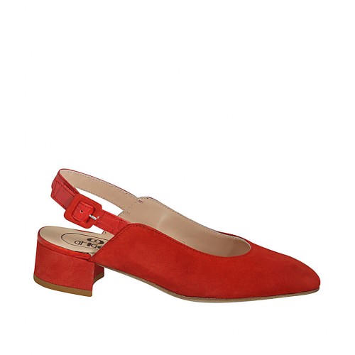 red suede slingback shoes