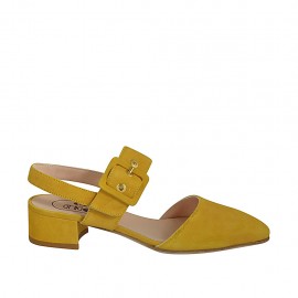 yellow suede slingbacks