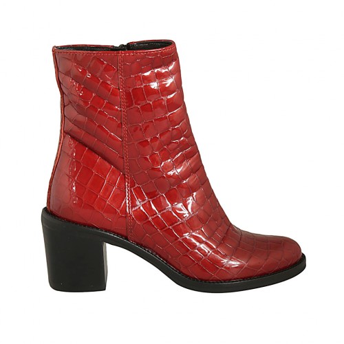 red patent leather ankle boots