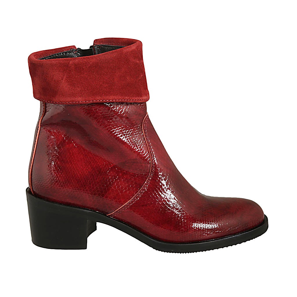 red leather patent boots