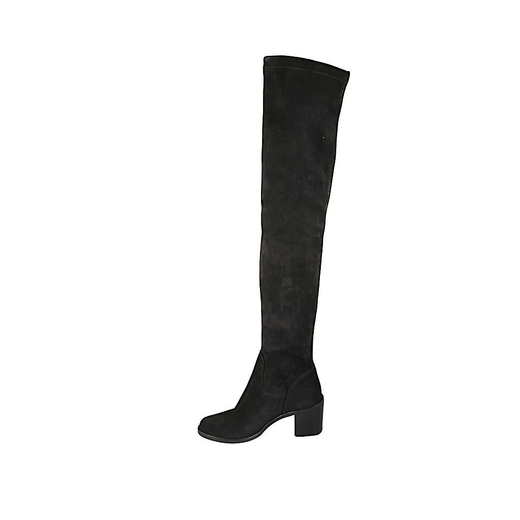 black suede over the knee boots