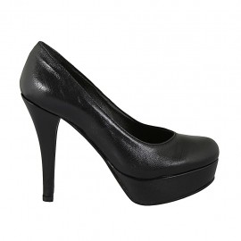 Woman's pump in black leather with platform heel 11 - Available sizes:  31