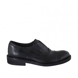 Chaussure fermée pour hommes avec elastique e bout droit en cuir noir - Pointures disponibles:  38, 47, 50