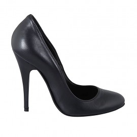 Woman's pump in black leather heel 11 - Available sizes:  31, 32