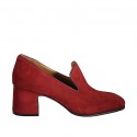 Mocasin pour femmes en daim rouge talon 6 - Pointures disponibles:  43