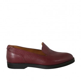 Mocassin pour femmes en cuir bordeaux talon 2 - Pointures disponibles:  32