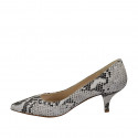 Escarpin pour femmes en cuir imprimé gris talon 6 - Pointures disponibles:  45