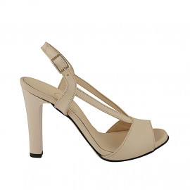 Woman's sandal in nude leather heel 10 - Available sizes:  31, 42