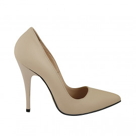 Woman's pointy pump shoe in nude leather heel 11 - Available sizes:  31