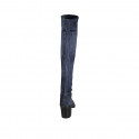 Woman's boot in blue suede and elastic material heel 7 - Available sizes:  43