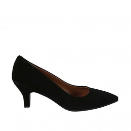 Escarpin à bout pointu pour femmes en daim noir talon 5 - Pointures disponibles:  31