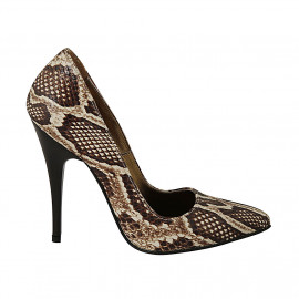 Escarpin pour femmes en cuir imprimé brun foncé et beige talon 11 - Pointures disponibles:  31