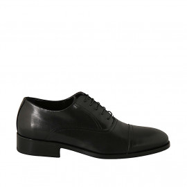 Elegante zapato para hombre con cordones y puntera en piel negra - Tallas disponibles:  49