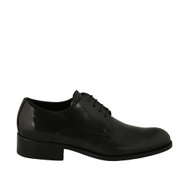 Chaussure derby à lacets pour hommes en cuir doux noir - Pointures disponibles:  36, 49